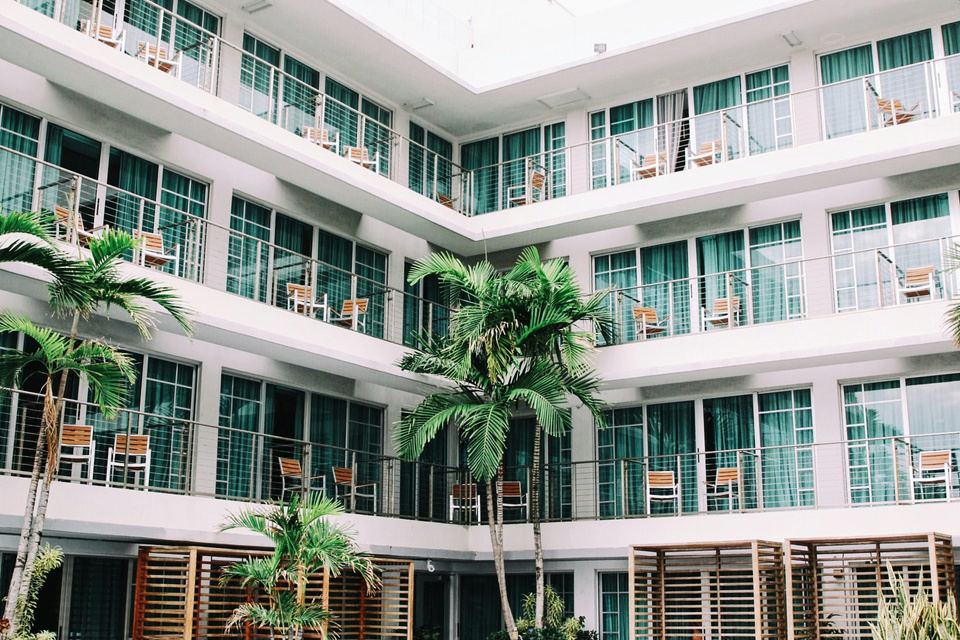 Hospitality property courtyard